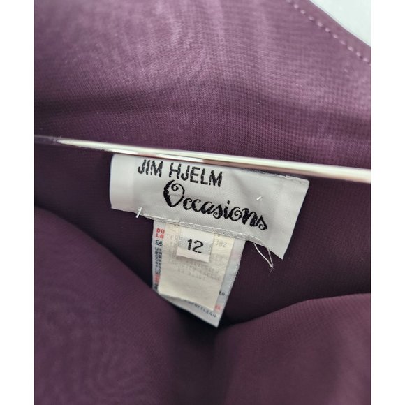 JIM HJELM Occasions Sz. 12 One Shoulder Plum Long Maxi Bridesmaid Dress - Picture 2 of 8